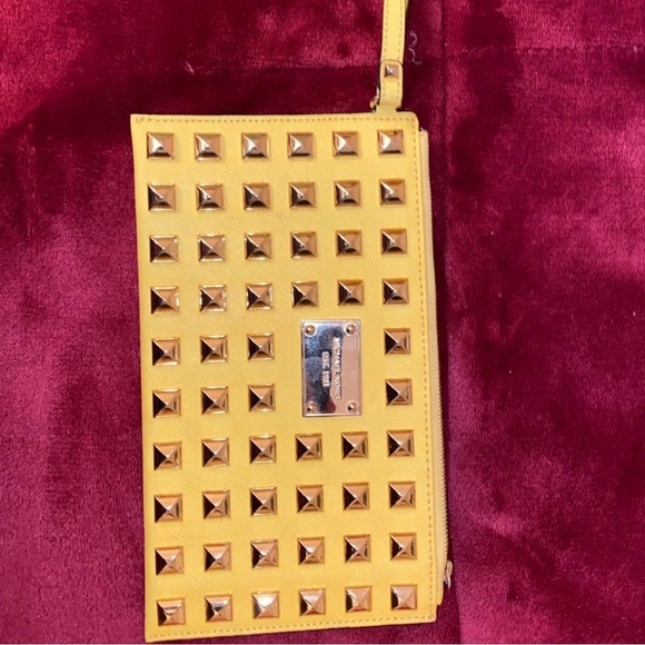 MK Michael Kors Stud Clutch Yellow